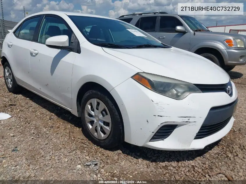 2016 Toyota Corolla L VIN: 2T1BURHE4GC732729 Lot: 42589886
