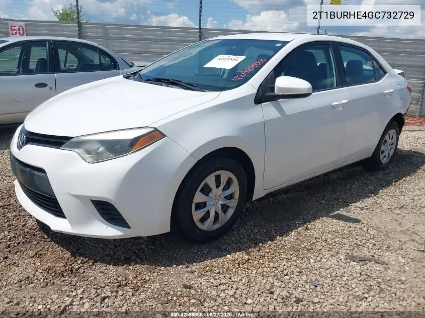 2016 Toyota Corolla L VIN: 2T1BURHE4GC732729 Lot: 42589886