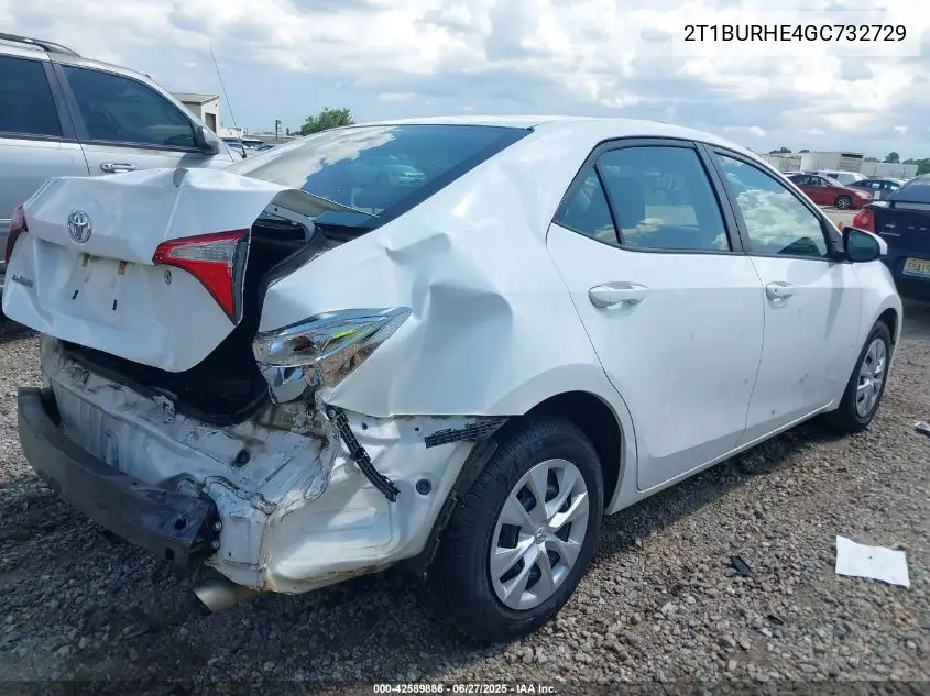2016 Toyota Corolla L VIN: 2T1BURHE4GC732729 Lot: 42589886