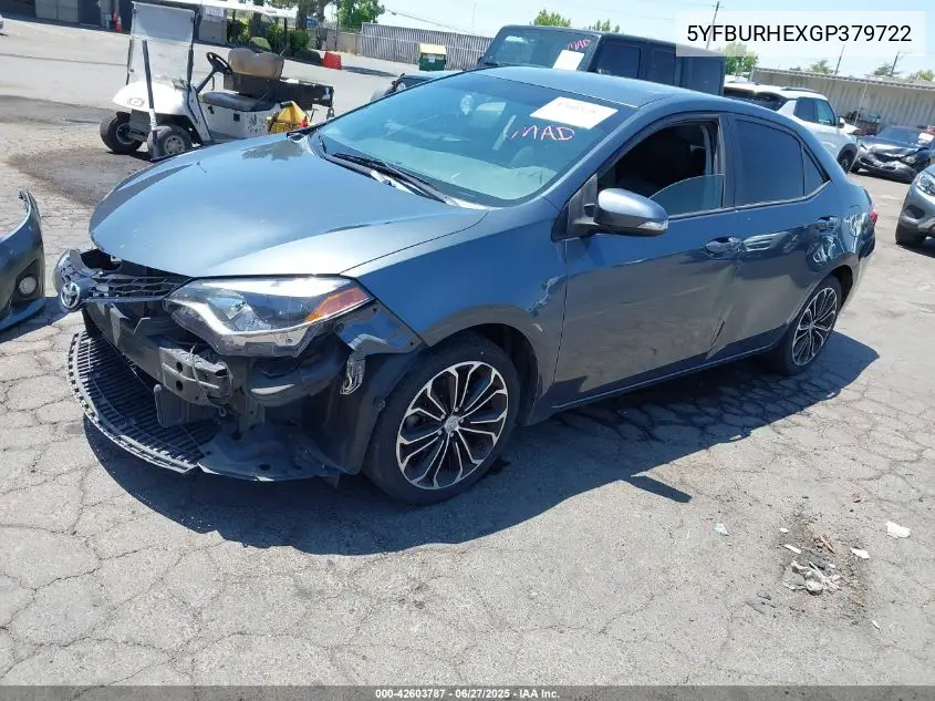 2016 Toyota Corolla S Plus VIN: 5YFBURHEXGP379722 Lot: 42603787