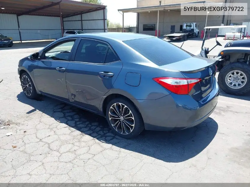 2016 Toyota Corolla S Plus VIN: 5YFBURHEXGP379722 Lot: 42603787