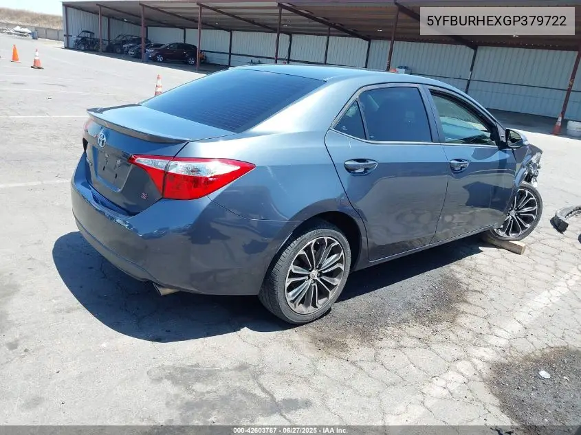 2016 Toyota Corolla S Plus VIN: 5YFBURHEXGP379722 Lot: 42603787
