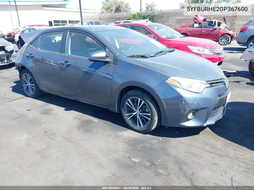 2016 Toyota Corolla Le Plus VIN: 5YFBURHE2GP367600 Lot: 42608997