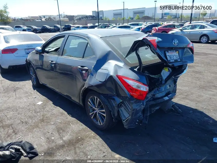 2016 Toyota Corolla Le Plus VIN: 5YFBURHE2GP367600 Lot: 42608997