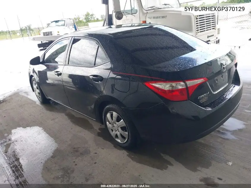 2016 Toyota Corolla L VIN: 5YFBURHEXGP370129 Lot: 42622023