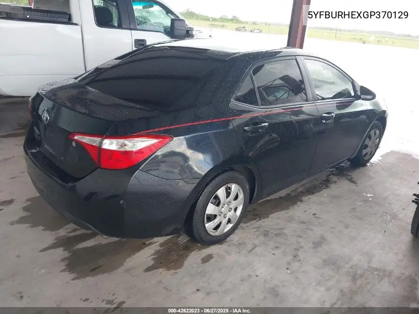 2016 Toyota Corolla L VIN: 5YFBURHEXGP370129 Lot: 42622023