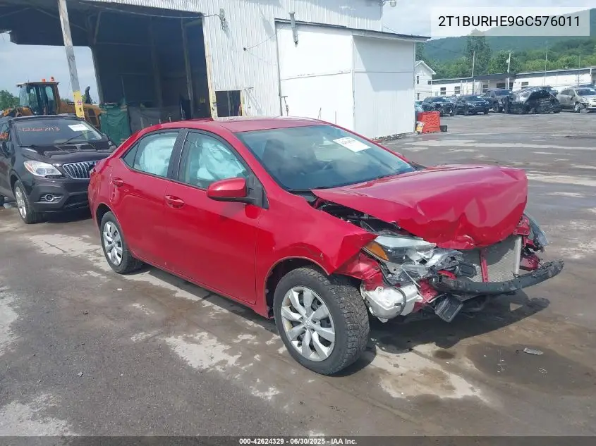 2016 Toyota Corolla Le VIN: 2T1BURHE9GC576011 Lot: 42624329