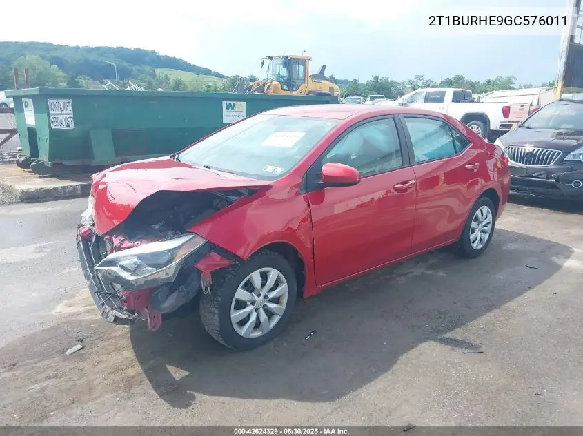 2016 Toyota Corolla Le VIN: 2T1BURHE9GC576011 Lot: 42624329