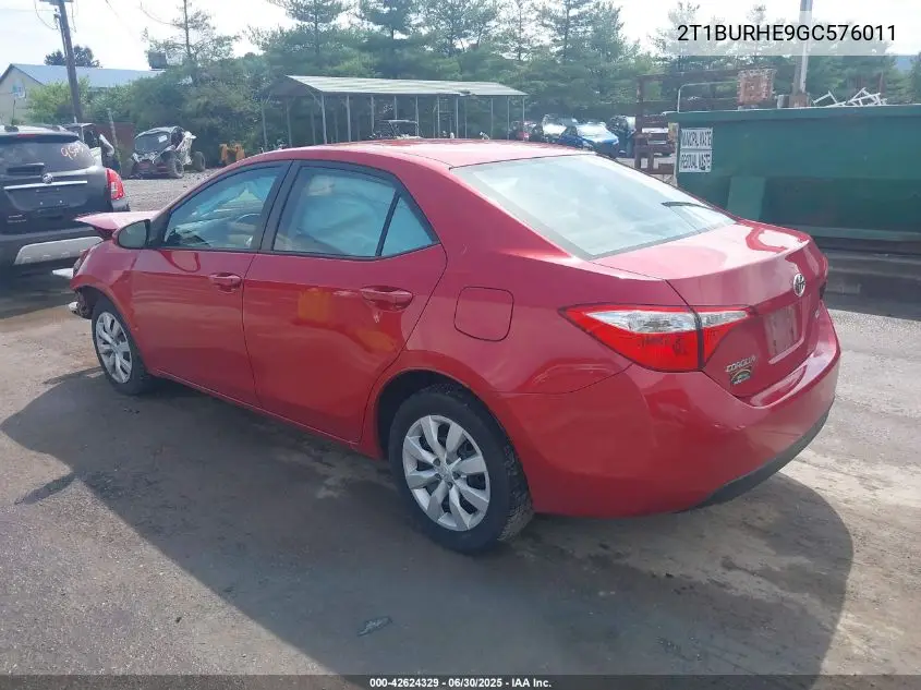 2016 Toyota Corolla Le VIN: 2T1BURHE9GC576011 Lot: 42624329