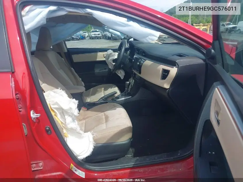 2016 Toyota Corolla Le VIN: 2T1BURHE9GC576011 Lot: 42624329