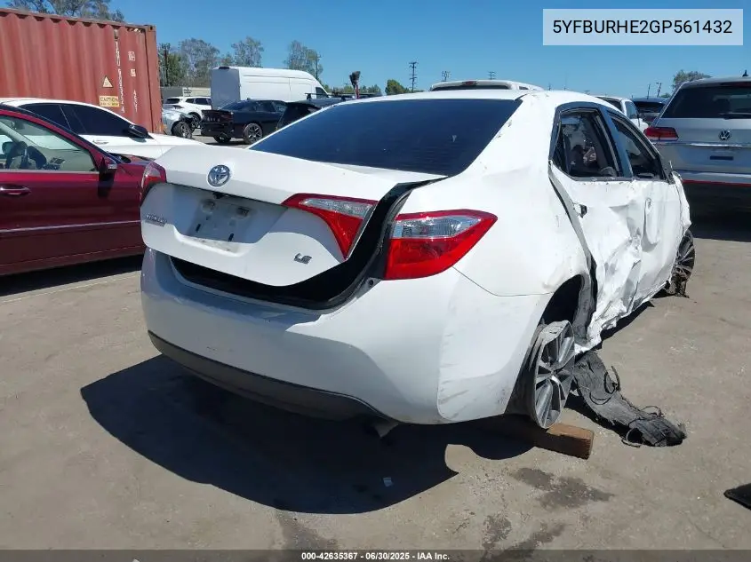2016 Toyota Corolla Le Plus VIN: 5YFBURHE2GP561432 Lot: 42635367