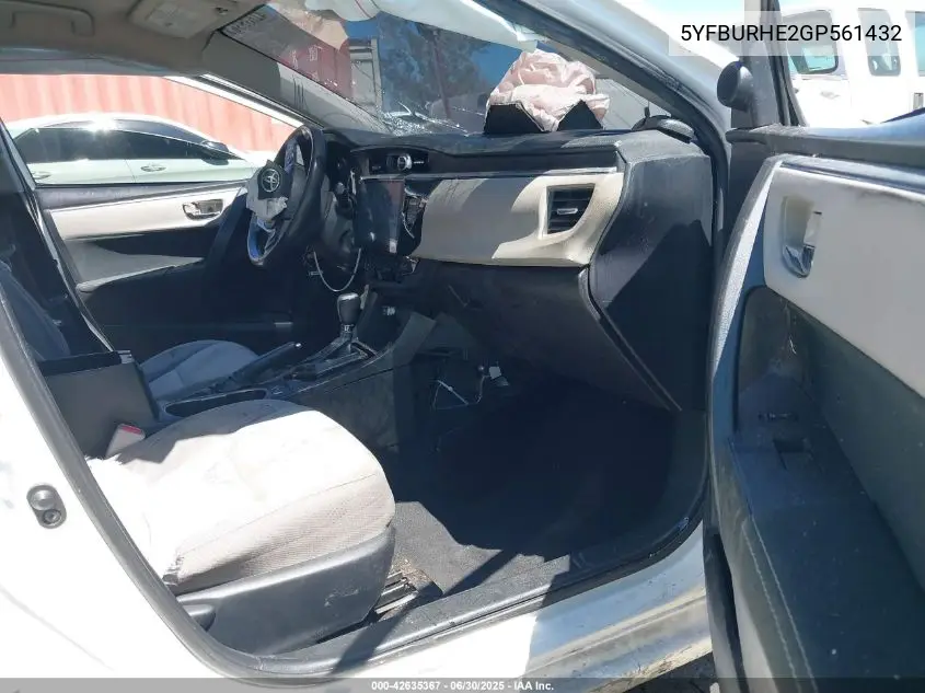 2016 Toyota Corolla Le Plus VIN: 5YFBURHE2GP561432 Lot: 42635367