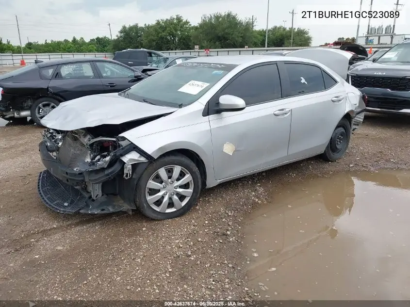 2016 Toyota Corolla Le VIN: 2T1BURHE1GC523089 Lot: 42637674