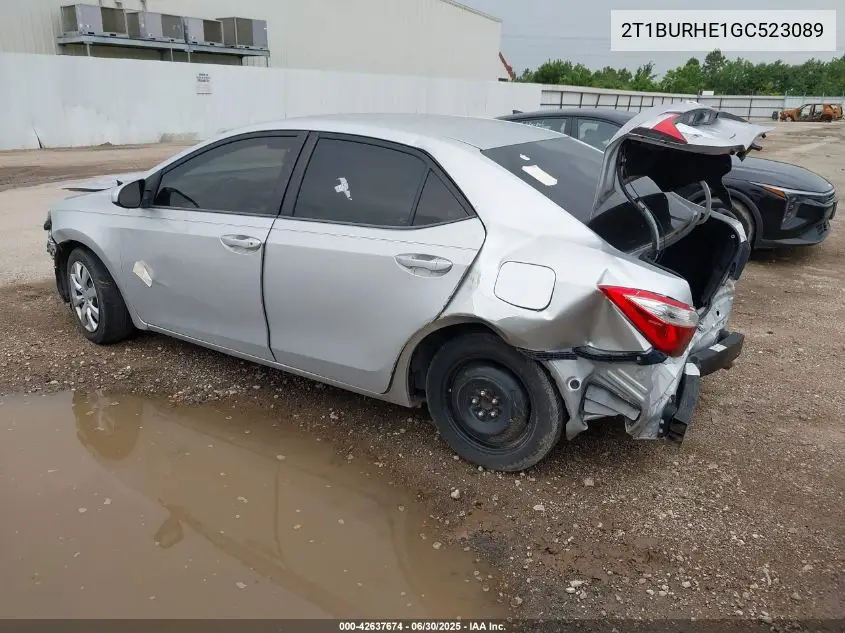 2016 Toyota Corolla Le VIN: 2T1BURHE1GC523089 Lot: 42637674