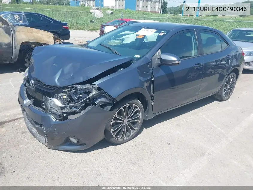 2016 Toyota Corolla S Plus VIN: 2T1BURHE4GC490346 Lot: 42792736