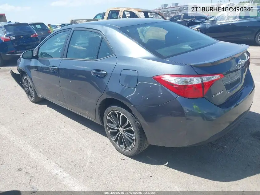 2016 Toyota Corolla S Plus VIN: 2T1BURHE4GC490346 Lot: 42792736
