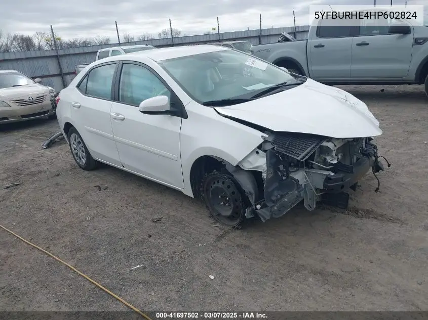2017 Toyota Corolla L/Le/Se/Se Special Edition/Xle/Xse VIN: 5YFBURHE4HP602824 Lot: 41697502