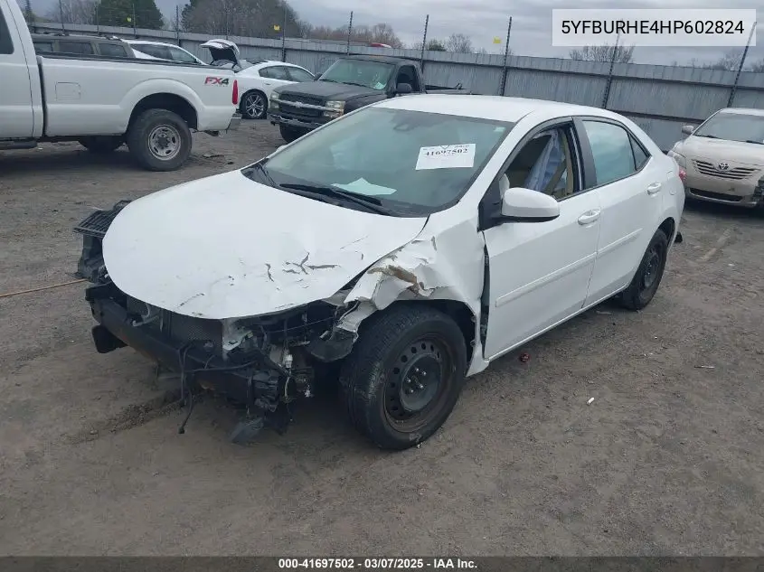 2017 Toyota Corolla L/Le/Se/Se Special Edition/Xle/Xse VIN: 5YFBURHE4HP602824 Lot: 41697502