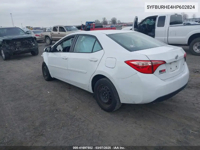 2017 Toyota Corolla L/Le/Se/Se Special Edition/Xle/Xse VIN: 5YFBURHE4HP602824 Lot: 41697502