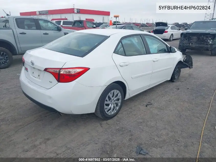 2017 Toyota Corolla L/Le/Se/Se Special Edition/Xle/Xse VIN: 5YFBURHE4HP602824 Lot: 41697502