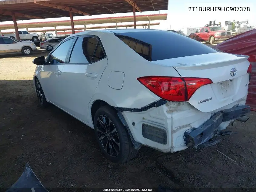 2017 Toyota Corolla Se VIN: 2T1BURHE9HC907378 Lot: 42232412