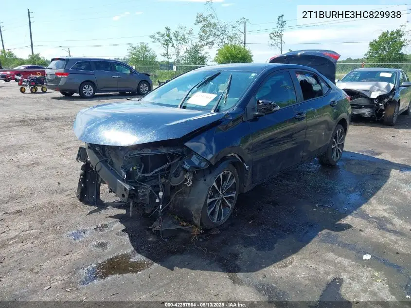 2017 Toyota Corolla Se VIN: 2T1BURHE3HC829938 Lot: 42257564