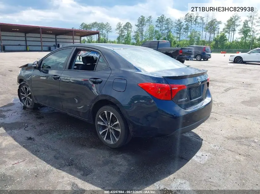 2017 Toyota Corolla Se VIN: 2T1BURHE3HC829938 Lot: 42257564