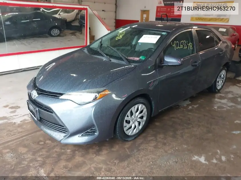 2017 Toyota Corolla Le VIN: 2T1BURHE5HC963270 Lot: 42263348