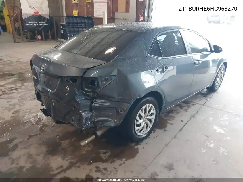 2017 Toyota Corolla Le VIN: 2T1BURHE5HC963270 Lot: 42263348