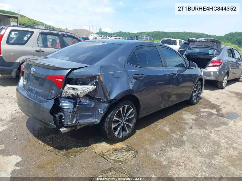 2017 Toyota Corolla Se VIN: 2T1BURHE4HC844352 Lot: 42561228