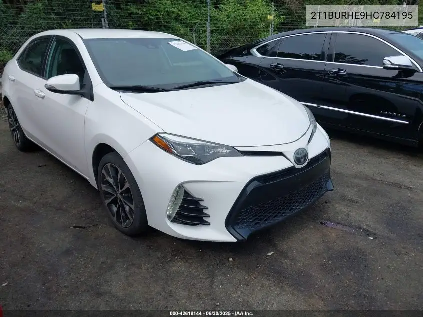 2017 Toyota Corolla Se VIN: 2T1BURHE9HC784195 Lot: 42618144