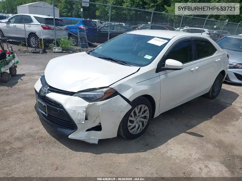 2017 Toyota Corolla Le VIN: 5YFBURHE7HP653721 Lot: 42626129