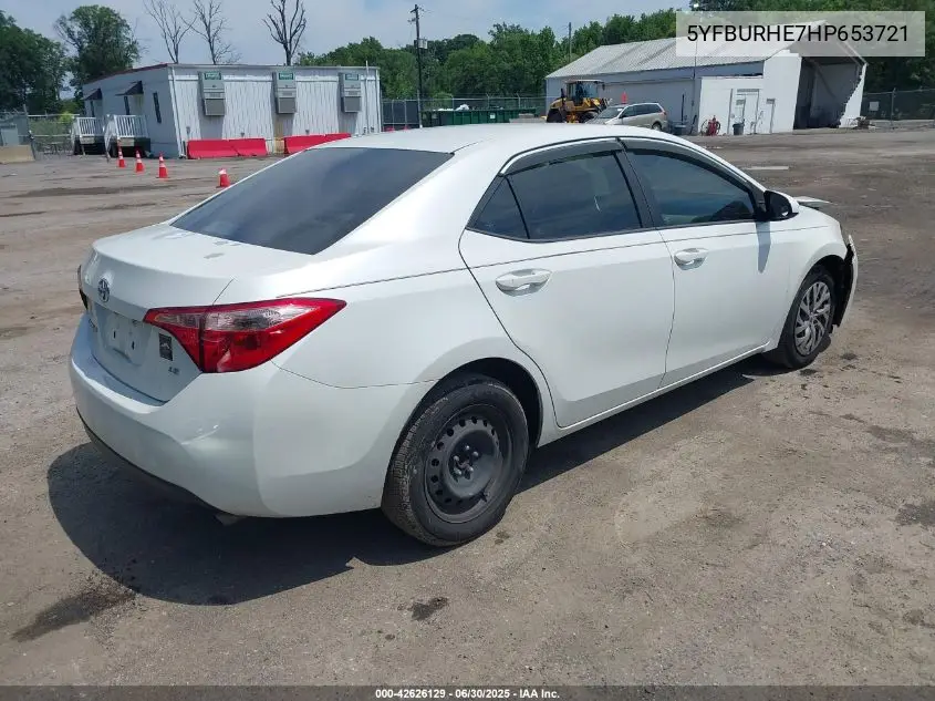 2017 Toyota Corolla Le VIN: 5YFBURHE7HP653721 Lot: 42626129