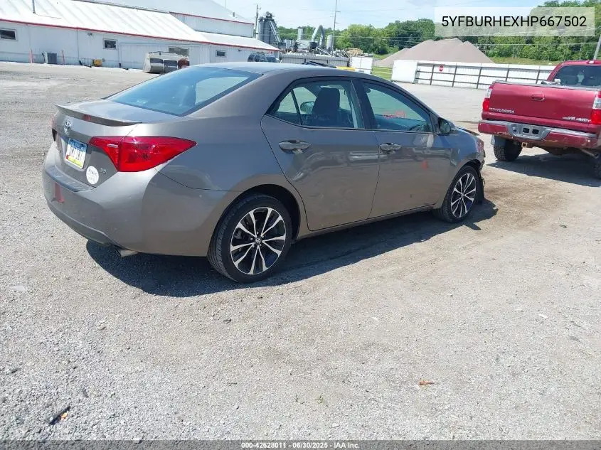 2017 Toyota Corolla Se VIN: 5YFBURHEXHP667502 Lot: 42628011