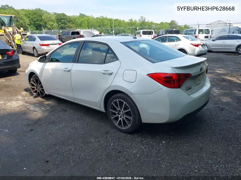 2017 Toyota Corolla Se Special Edition VIN: 5YFBURHE3HP628668 Lot: 42650647