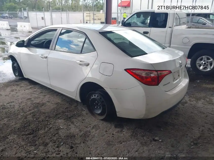 2017 Toyota Corolla Le VIN: 2T1BURHE7HC807845 Lot: 42660113