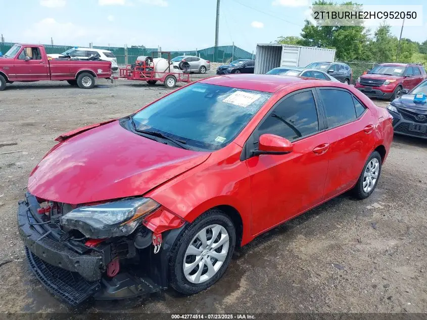 2017 Toyota Corolla Le VIN: 2T1BURHE2HC952050 Lot: 42774514