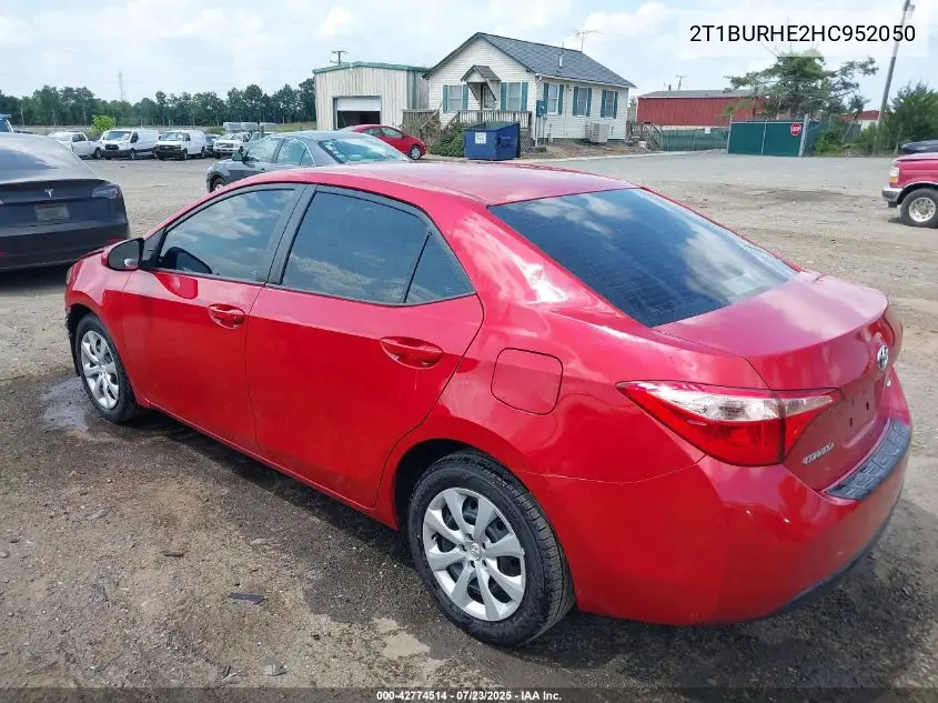 2017 Toyota Corolla Le VIN: 2T1BURHE2HC952050 Lot: 42774514