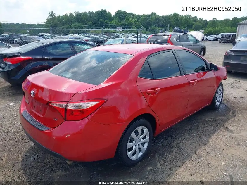 2017 Toyota Corolla Le VIN: 2T1BURHE2HC952050 Lot: 42774514