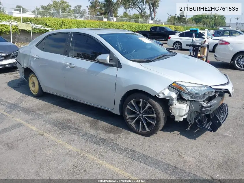 2017 Toyota Corolla Xse VIN: 2T1BURHE2HC761535 Lot: 42784840