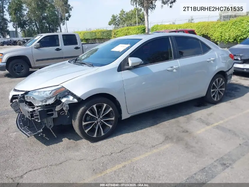 2017 Toyota Corolla Xse VIN: 2T1BURHE2HC761535 Lot: 42784840