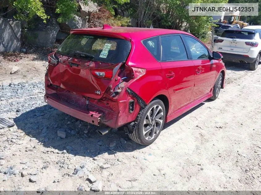 2017 Toyota Corolla Im VIN: JTNKARJE0HJ542351 Lot: 42805117