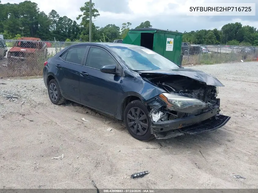 2017 Toyota Corolla Le VIN: 5YFBURHE2HP716725 Lot: 42806663