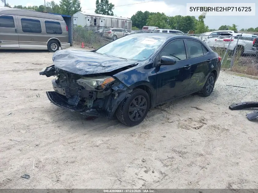 2017 Toyota Corolla Le VIN: 5YFBURHE2HP716725 Lot: 42806663