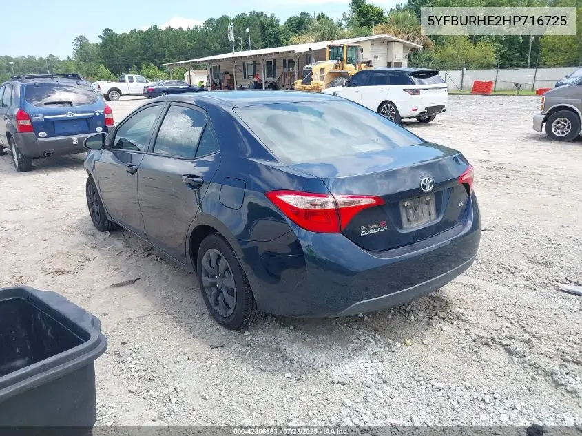 2017 Toyota Corolla Le VIN: 5YFBURHE2HP716725 Lot: 42806663