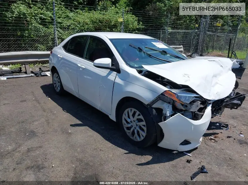 2017 Toyota Corolla Le VIN: 5YFBURHE2HP665033 Lot: 42818356