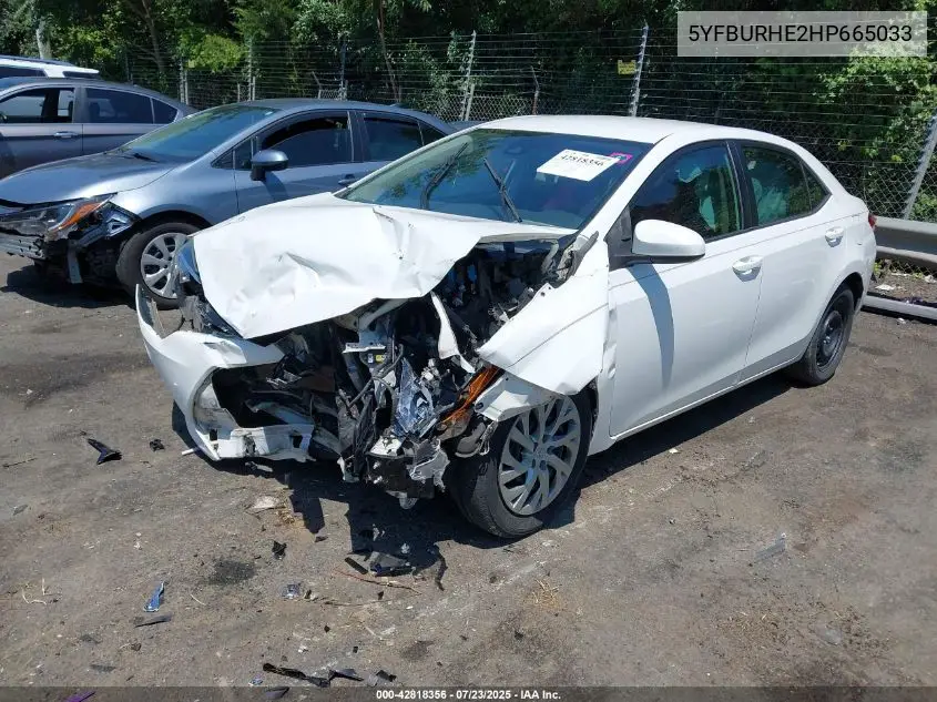 2017 Toyota Corolla Le VIN: 5YFBURHE2HP665033 Lot: 42818356