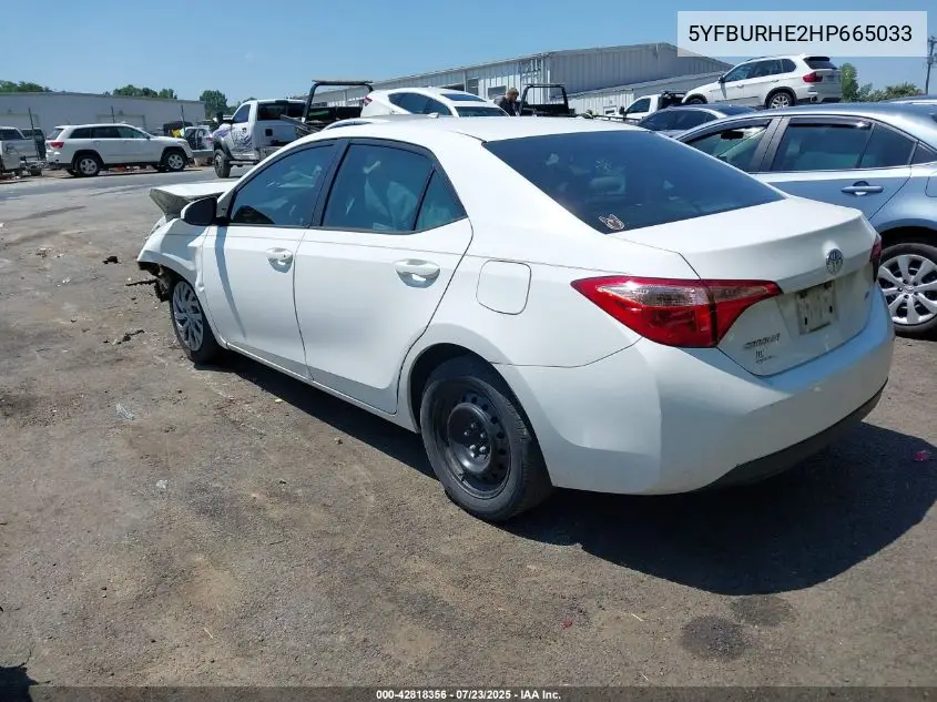 2017 Toyota Corolla Le VIN: 5YFBURHE2HP665033 Lot: 42818356