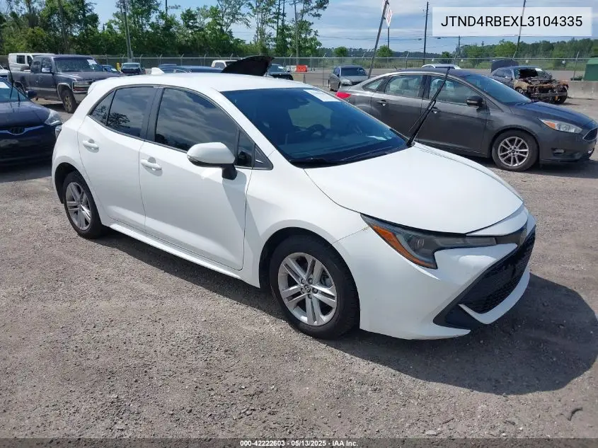 2020 Toyota Corolla Se VIN: JTND4RBEXL3104335 Lot: 42222603