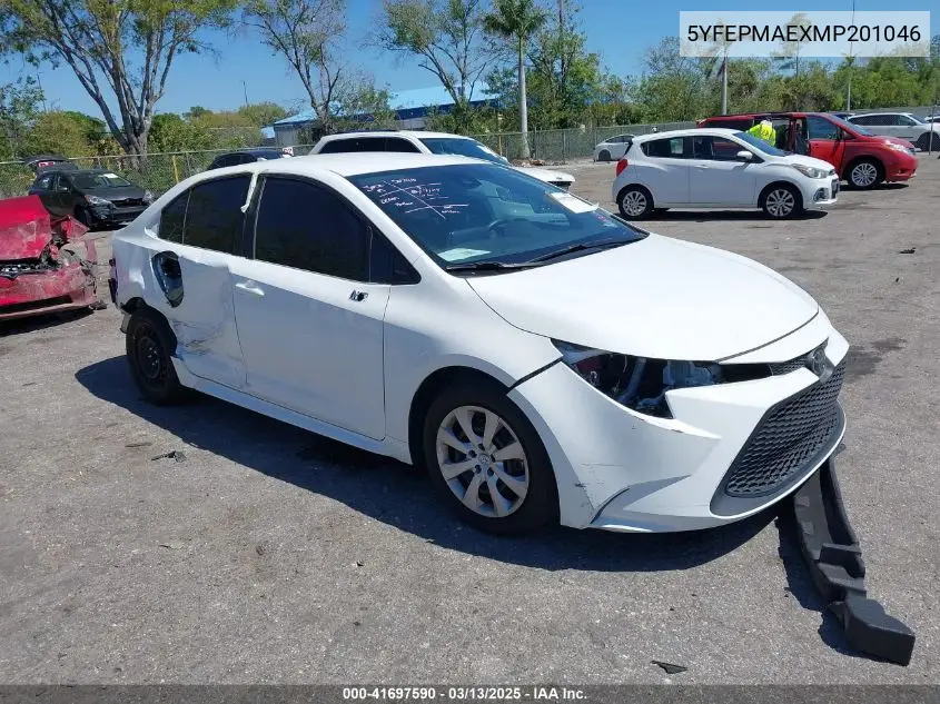 2021 Toyota Corolla Le VIN: 5YFEPMAEXMP201046 Lot: 41697590